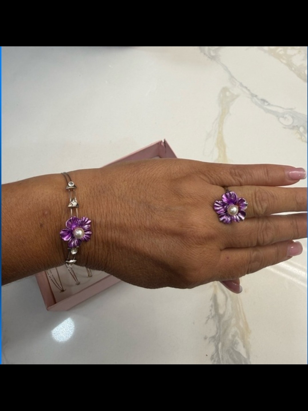 Flower Pearl Bracelet and Ring Set Buyer's Choice